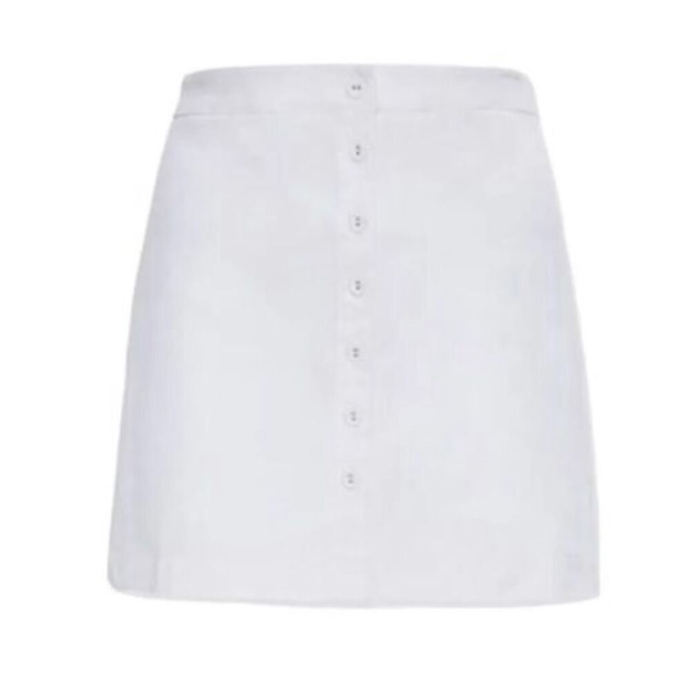 White Button Up Denim Miniskirt, Medium chicsportif preppy